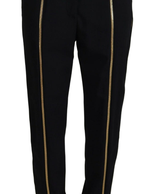 Black Wool High Waist Tapered Pants