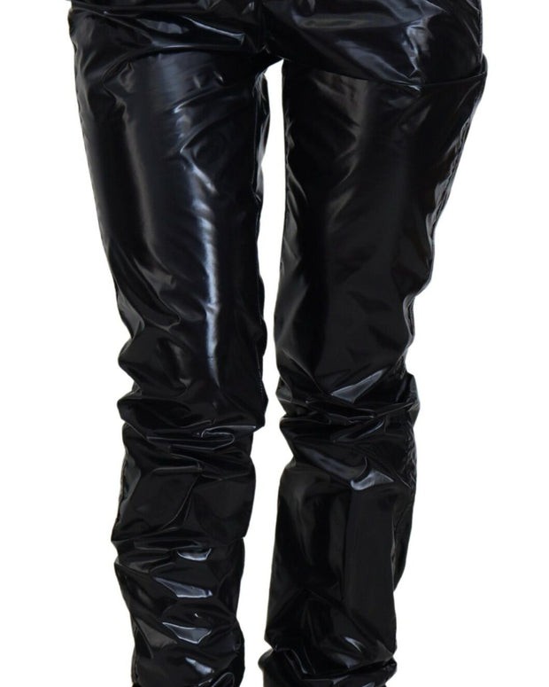 Black Nylon High Waist Skinny Pants