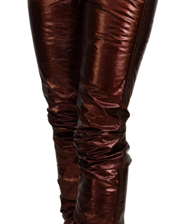 Metallic Bronze High Waist Skinny Jeans