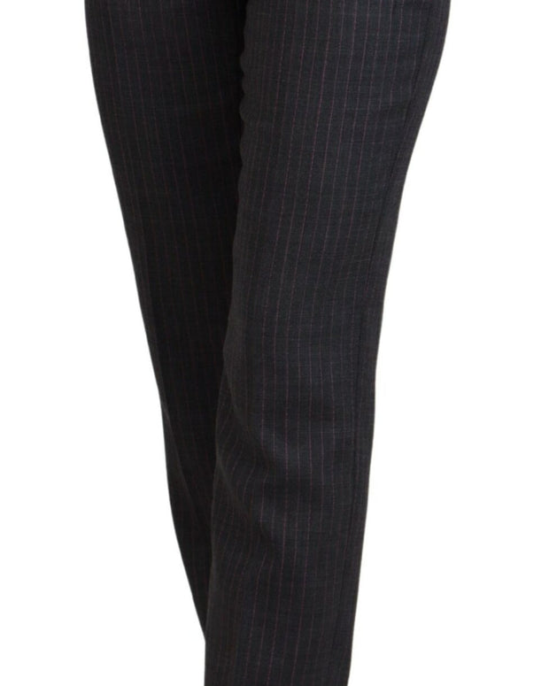 Gray Stripes Wool Tapered Women Pants