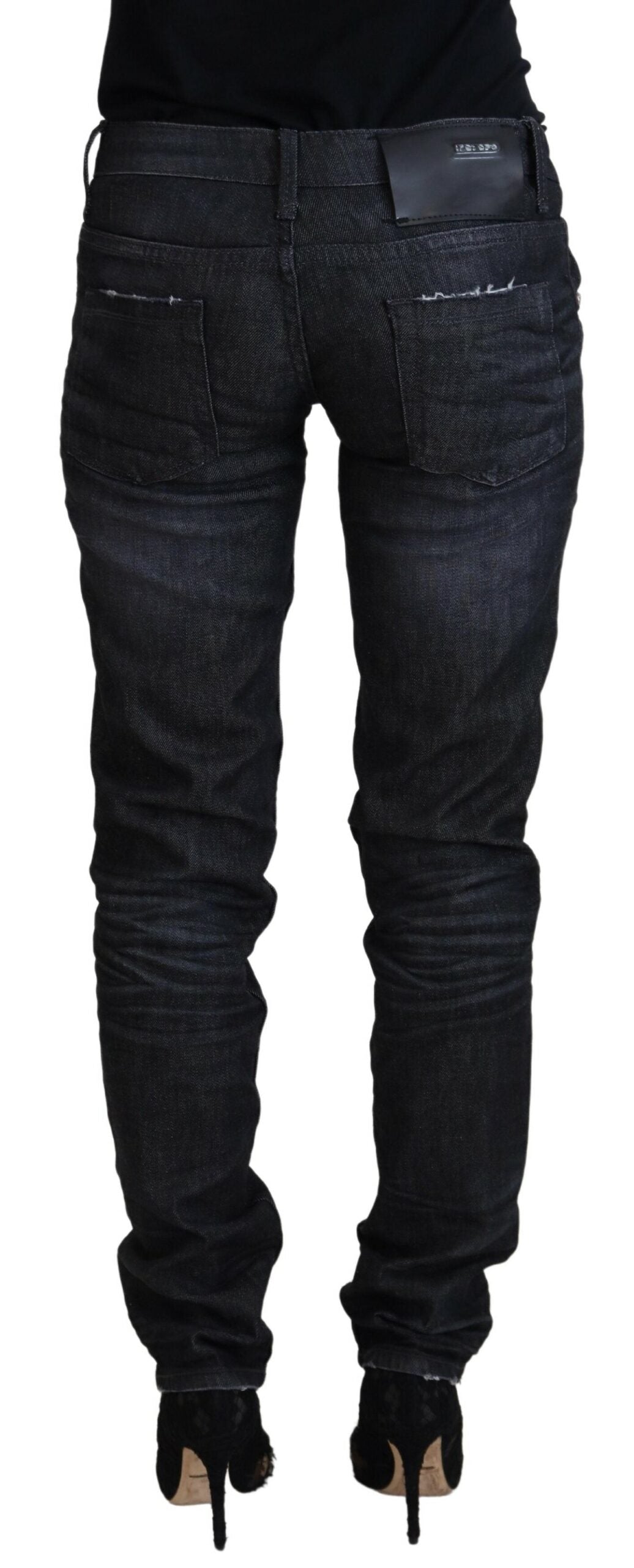 Chic Black Low Waist Straight Jeans