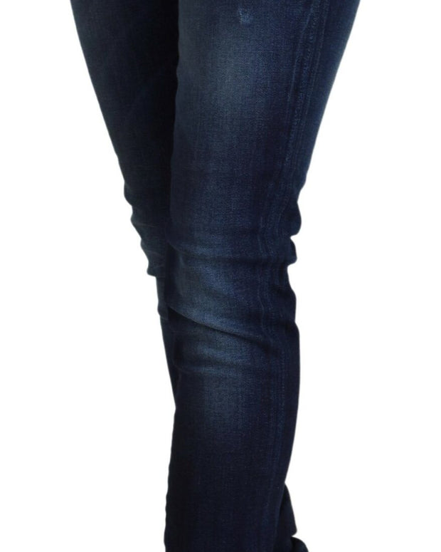 Blue Cotton Low Waist Slim Fit Women Casual Denim Jeans