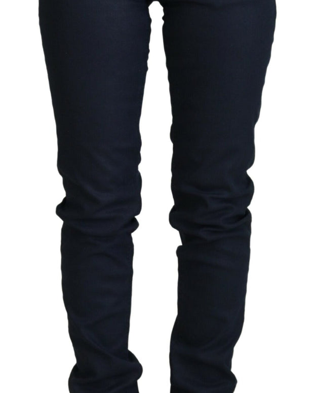 Blue Cotton Skinny Low Waist Women Casual Denim Jeans