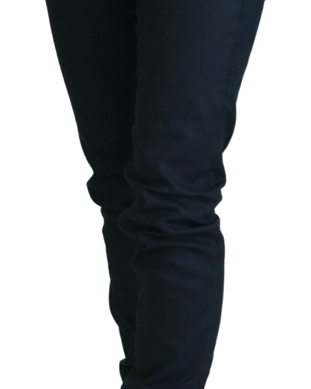 Blue Cotton Skinny Low Waist Women Casual Denim Jeans