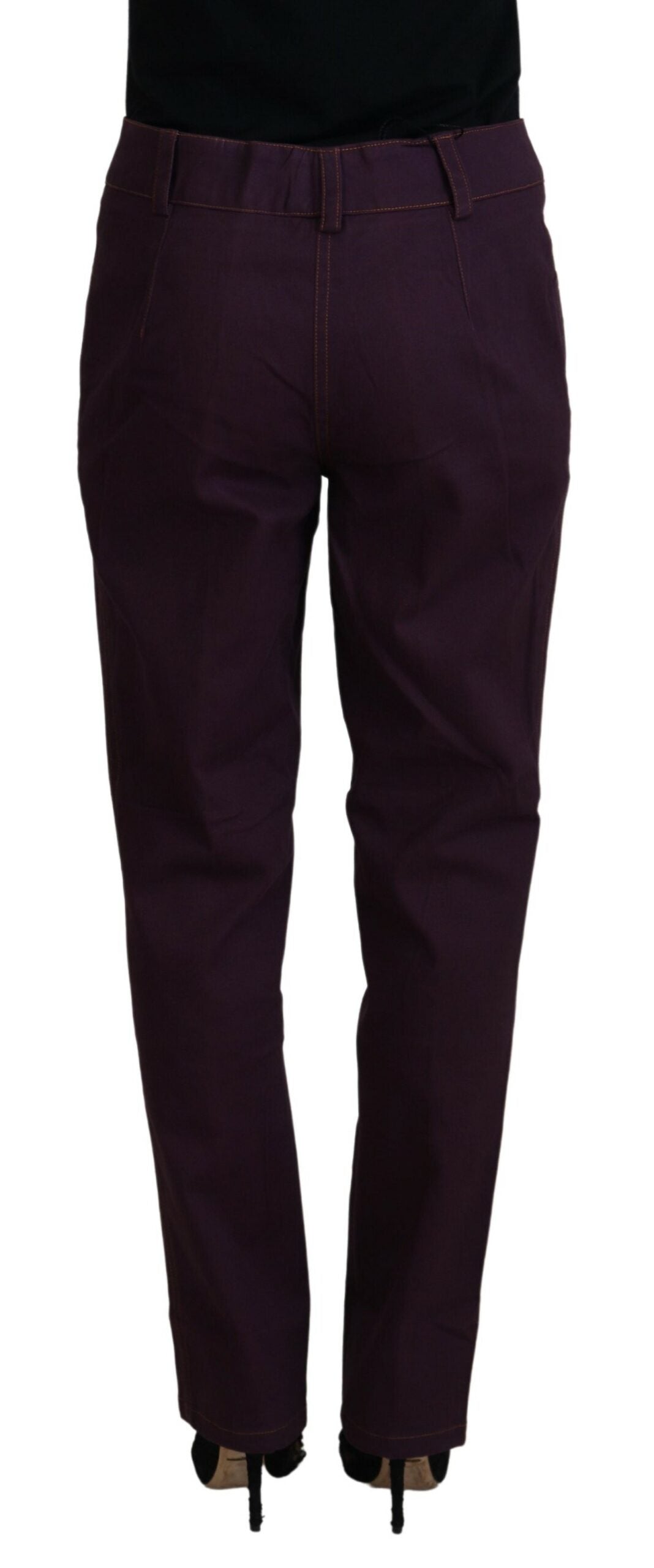 Elegant Tapered Purple Cotton Pants