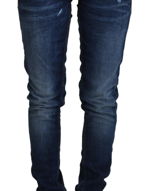 Blue Washed Cotton Low Waist Women Casual  Jeans