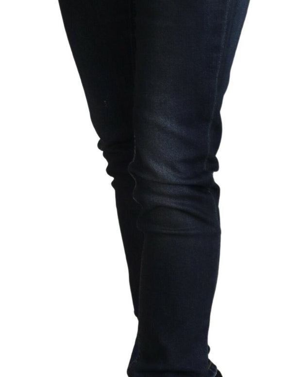 Blue Cotton Low Waist Slim Fit Women Casual Jeans
