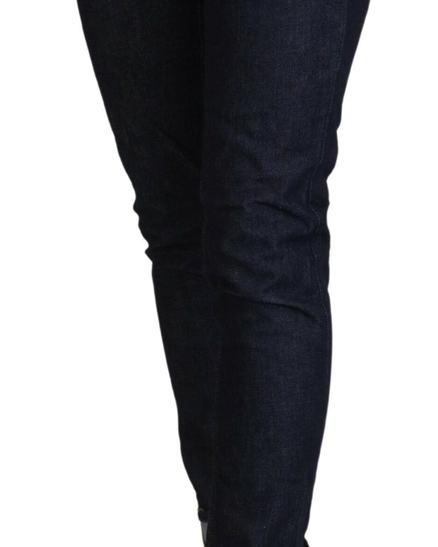 Blue Cotton Low Waist Slim Fit Women Casual Jeans