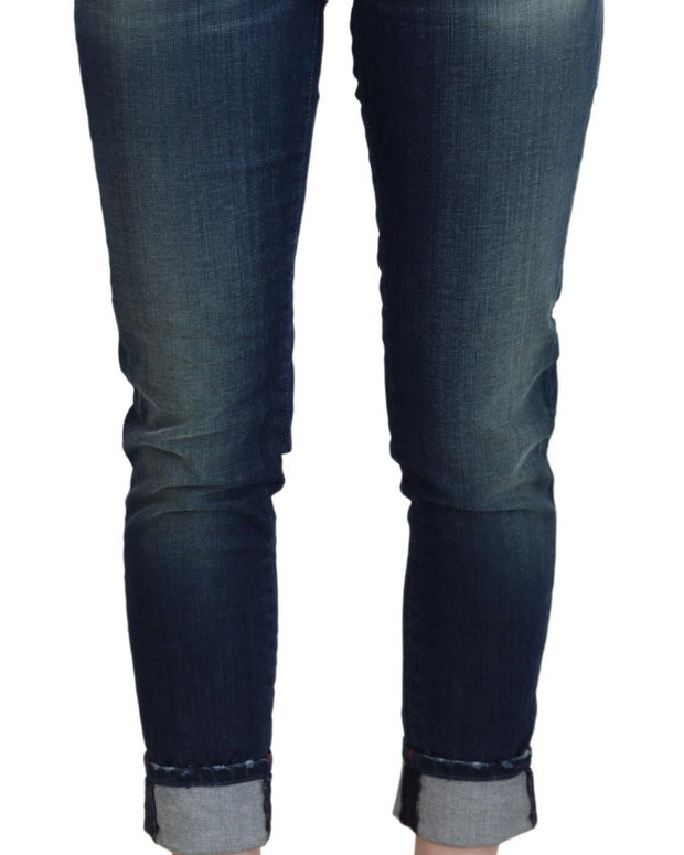 Blue Cotton Slim Fit Women Casual Denim Jeans