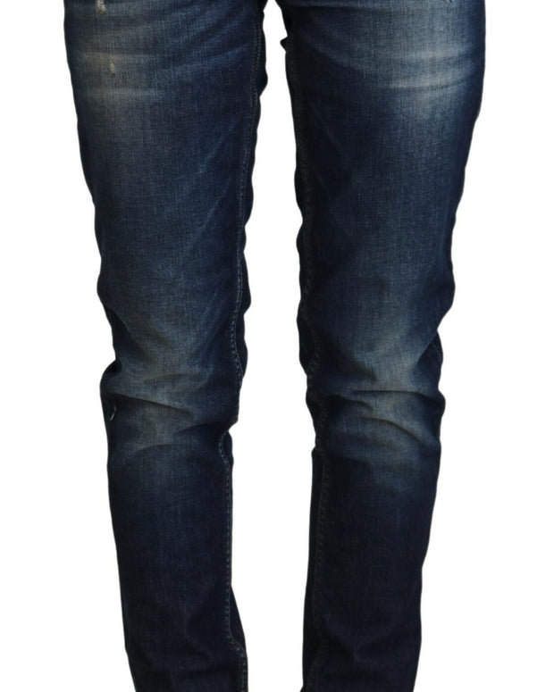 Blue Cotton Slim Fit Women Casual Denim Jeans