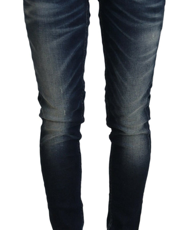 Blue Washed Cotton Slim Fit Women Denim Jeans