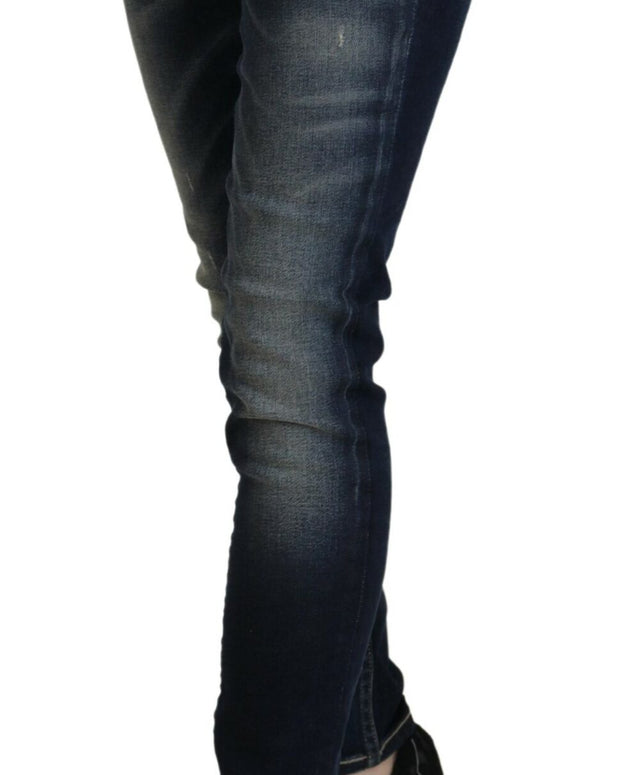 Blue Washed Cotton Slim Fit Women Denim Jeans