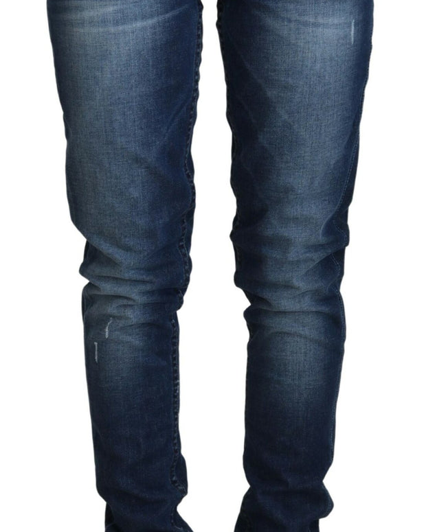 Blue Washed Cotton Slim Fit Women Denim Jeans