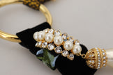 Elegant Gold Brass Pearl Statement Necklace