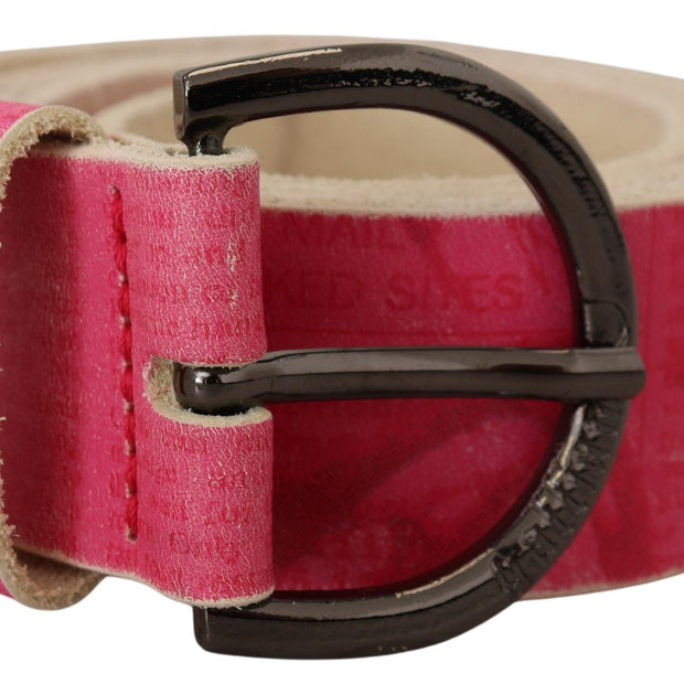 Elegant Pink Leather Fashion Belt