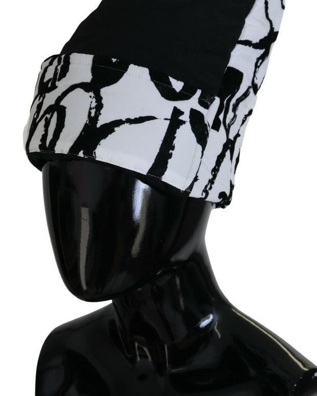 White Printed Nylon Women Winter Beanie Cap Hat