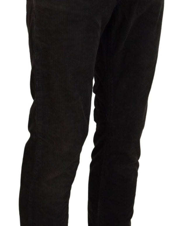 Stylish Gray Corduroy Denim Jeans