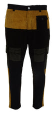 Black Yellow Cotton Men Pants