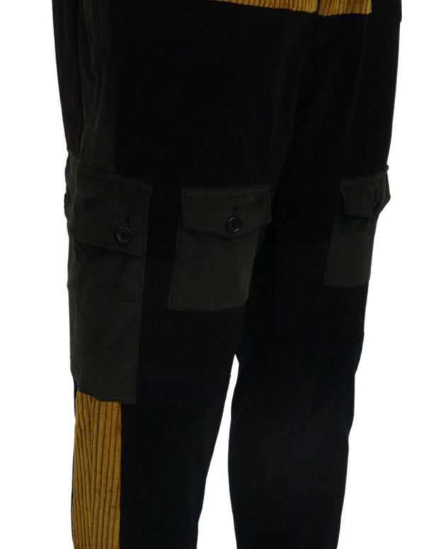 Black Yellow Cotton Men Pants