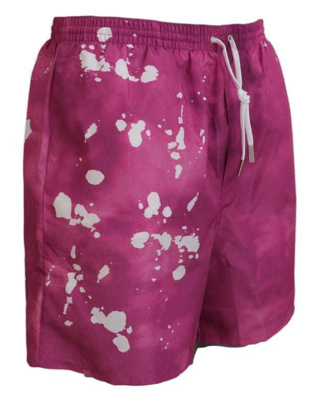 Pink Tie Dye Logo Men Beachwear Shorts Swimwear