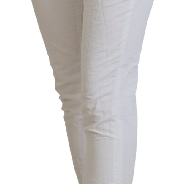 Elegant High Waist Tapered White Pants