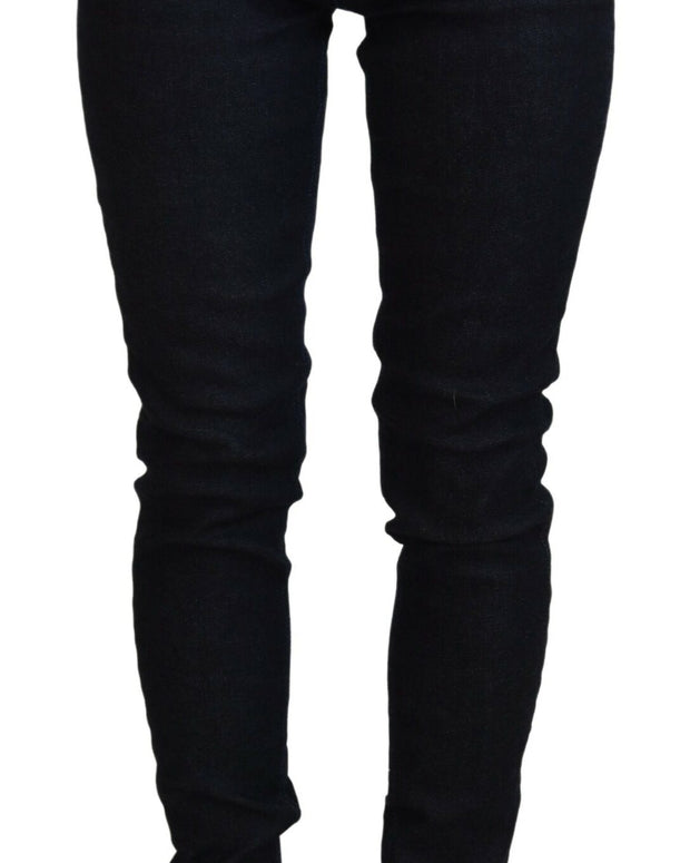 Dark Blue Low Waist Slim Fit Women Denim Jeans