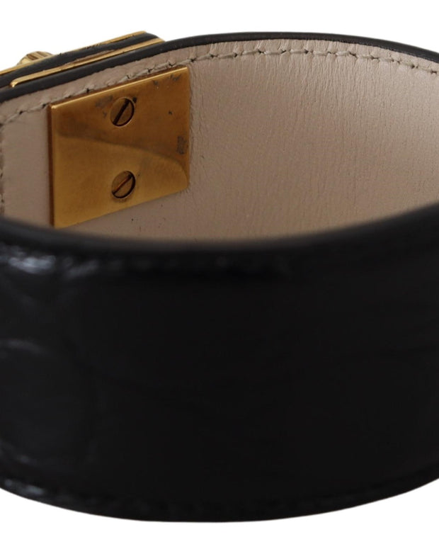 Black Dauphine Leather DG Heart Key Ring Bracelet