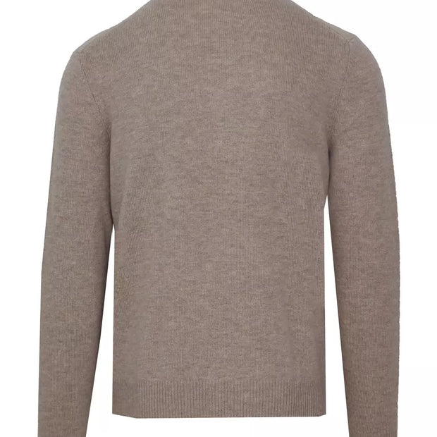 Beige Wool Men Turtleneck Sweater