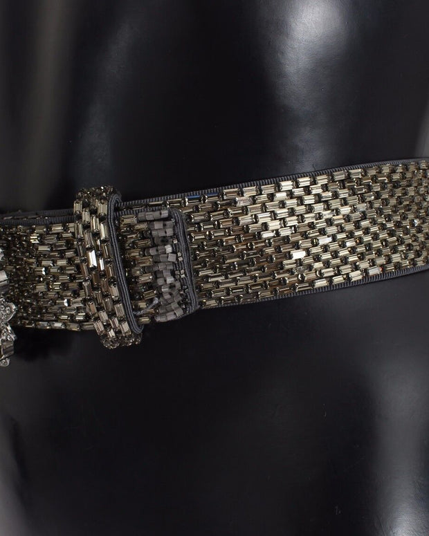 Multicolor Wide Crystal Buckle Sequined Belt