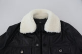 Black Lamb Leather Collared Men Coat Jacket