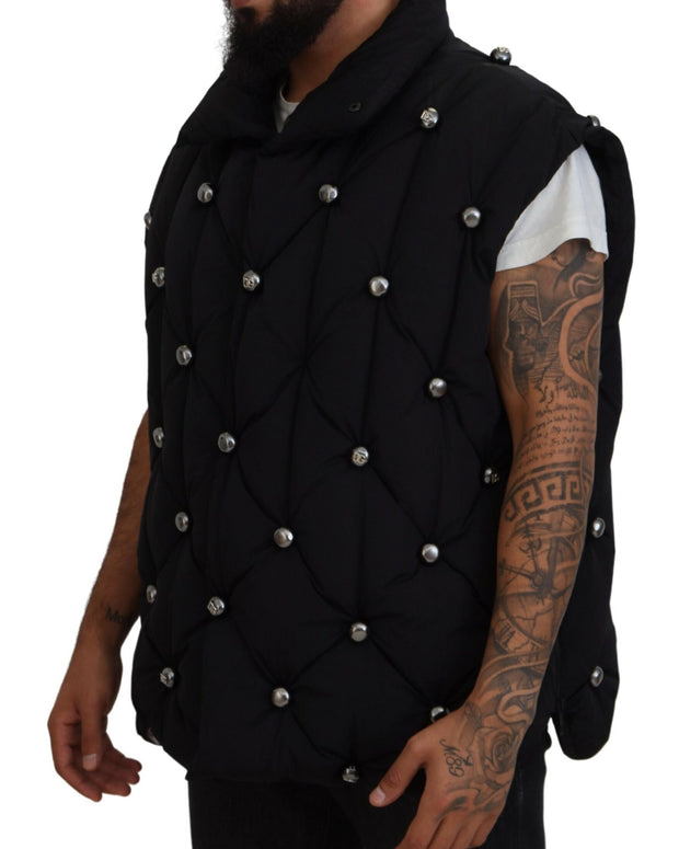 Black Sleeveless DG Metal Embellishment Jacket