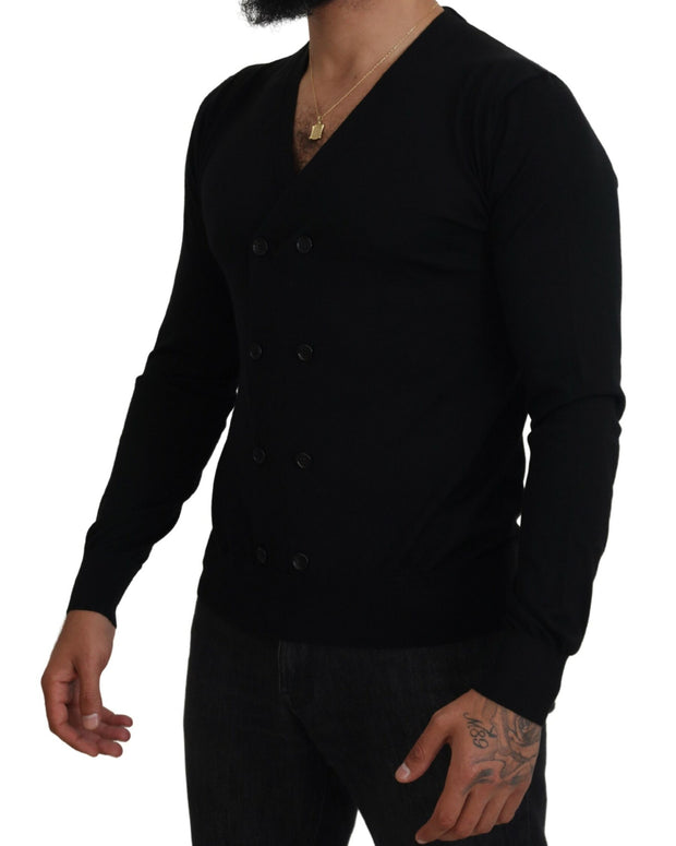 Black Cashmere Button Down Cardigan Sweater