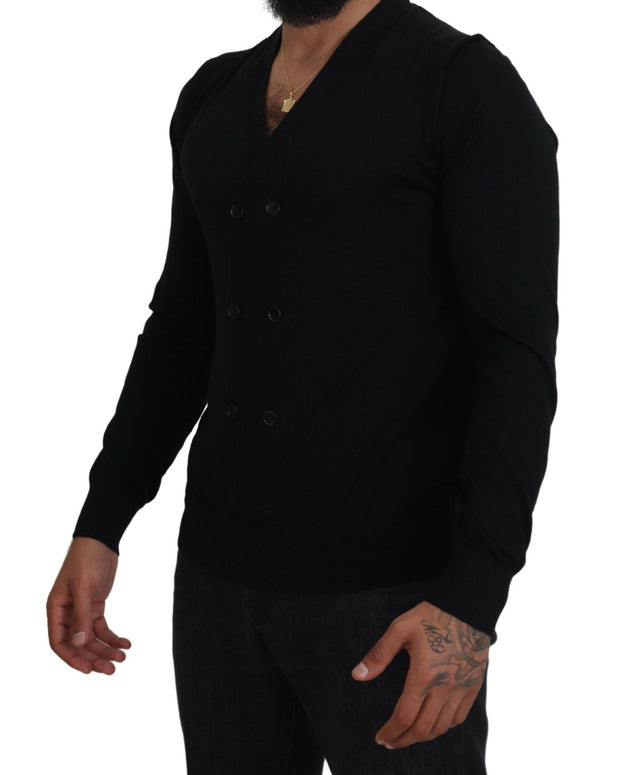 Black Cashmere Button Down Cardigan Sweater