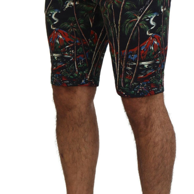 Volcano Print Casual Knee-Length Shorts