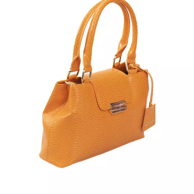 Orange Polyurethane Women Crossbody Bag