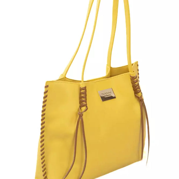 Yellow Polyurethane Women Handbag