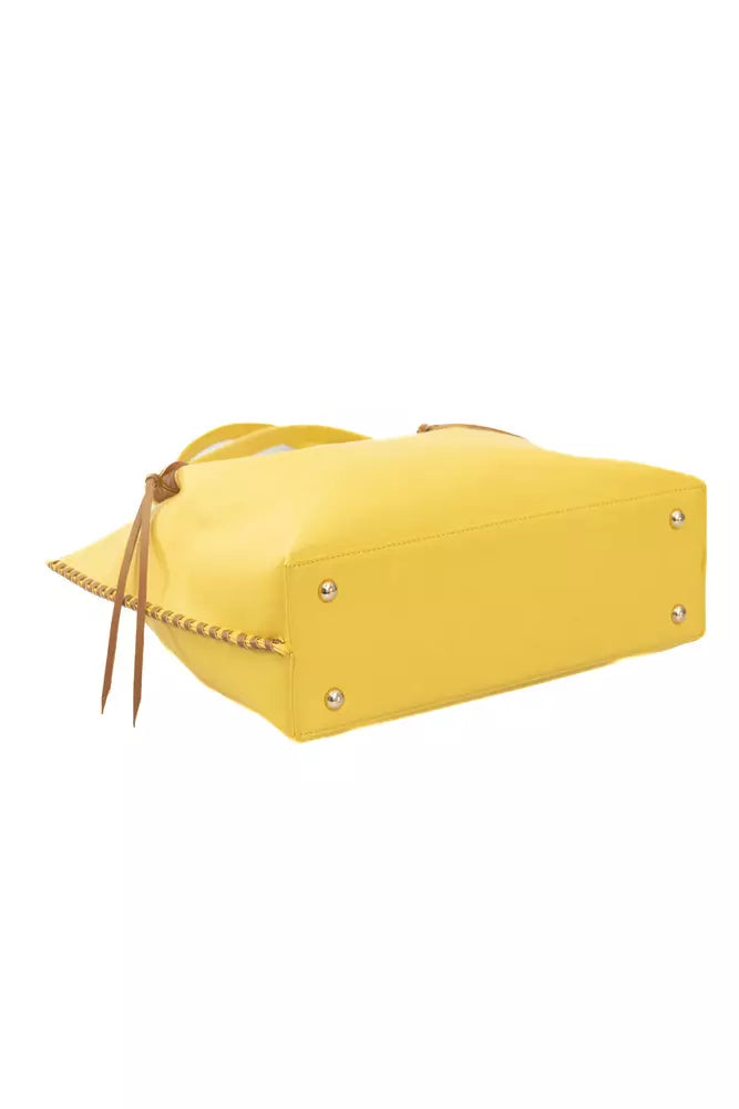 Yellow Polyurethane Women Handbag