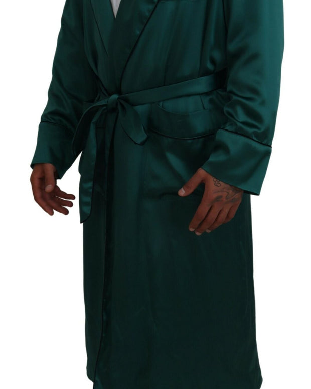 Green Silk Waist Belt Robe Sleepwear