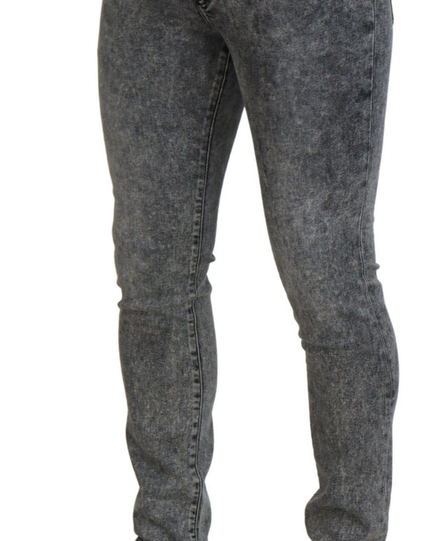 Grey Washed Cotton Slim Fit Men Denim Jeans