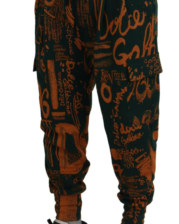 Multicolor Logo Print Silk Cargo Jogger Pants