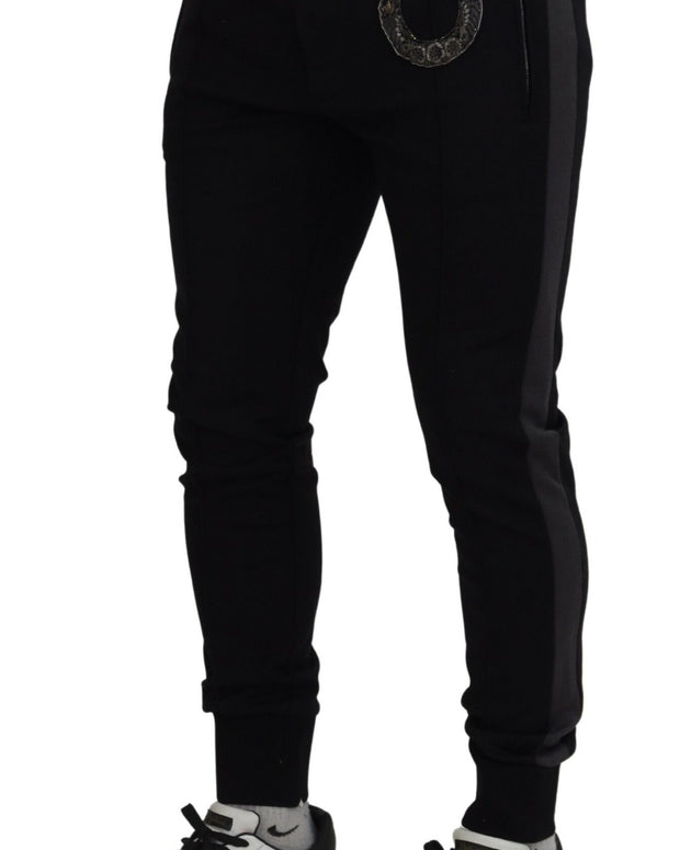 Black Wool Horseshoe Jogger Pants