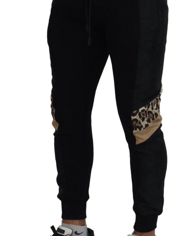 Black Polyester Skinny Jogger Men Pants