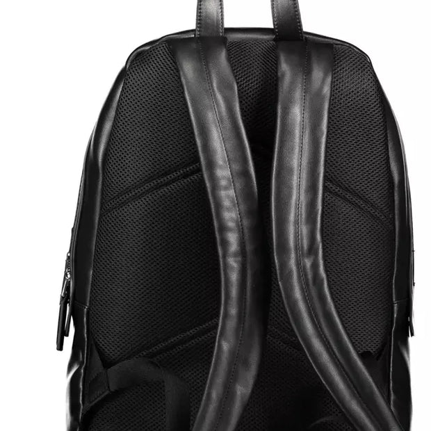 Black Polyester Men Backpack