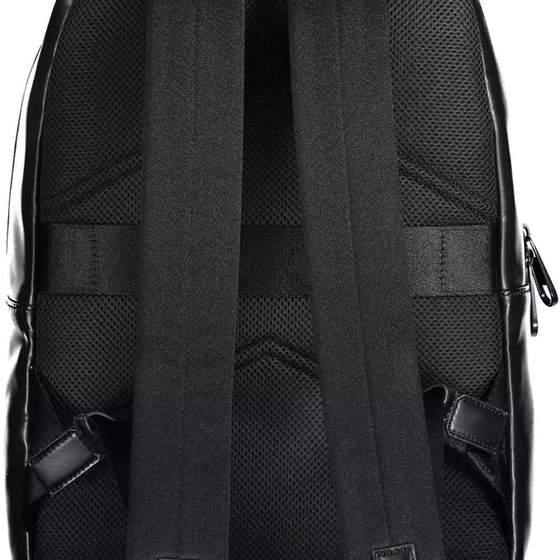 Black Polyester Men Backpack