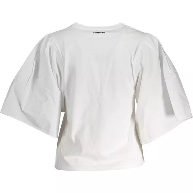 White Cotton Women T-Shirt