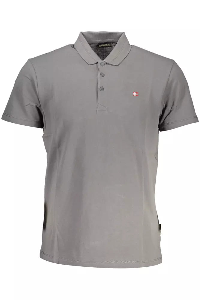 Gray Cotton Men Polo Shirt