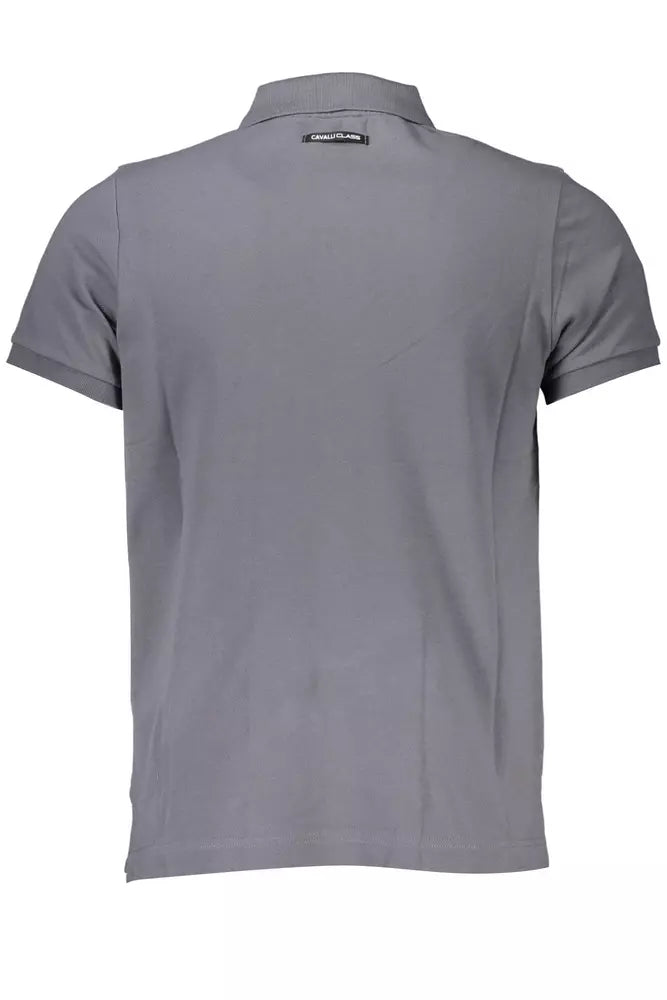 Gray Cotton Men Polo Shirt