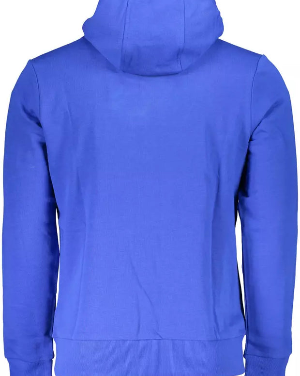Chic Blue Embroidered Hooded Sweatshirt