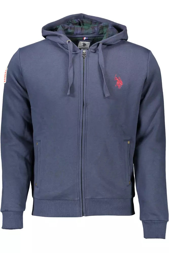 Blue Cotton Mens Hooded Sweater