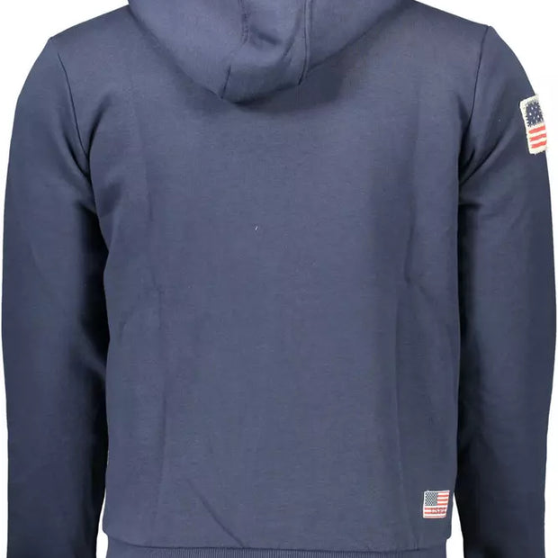 Blue Cotton Mens Hooded Sweater